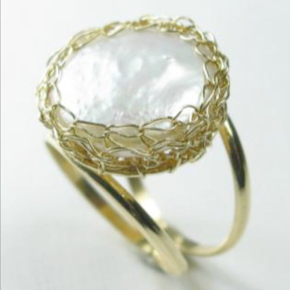 14K Gold Plate and Mobe Pearl Ring